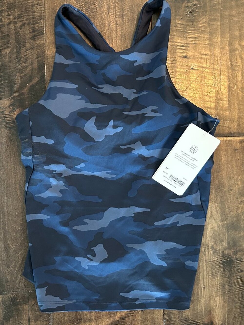 NWT ATHLETA Momentum Camo Tank Top Blue Gray Seamless Size XS